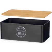 Boîte à pain noire de 33 x 18 x 13 cm avec couvercle en bambou
