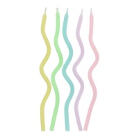 Bougies ondulées de couleurs de 15 cm - 10 unités