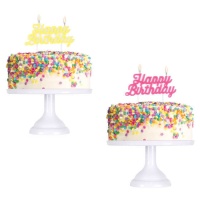 Bougie Joyeux Anniversaire fluo - 1 unité