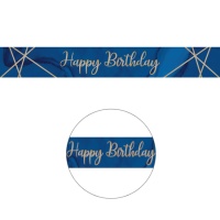 Bannière Navy et Or avec Happy Birthday de 2,74 m