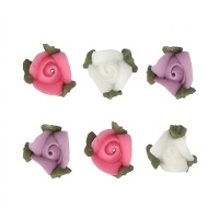 Figurines en sucre de roses avec feuilles - FunCakes - 16 unités