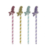 Crayon avec gomme sirène avec paillettes - 1 unité