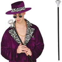 Canne au pommeau effet diamant argenté