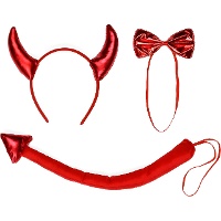 Ensemble déguisement de diable - serre-tête, noeud papillon et queue (3 pièces)