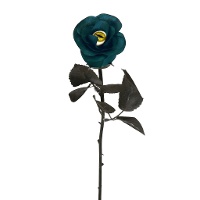 Fleur de rose bleue et noire avec oeil de chat de 42 cm
