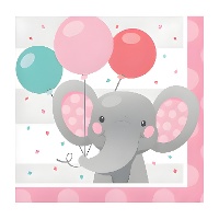Serviettes Elephant Baby de 12,5 x 12,5 cm - 16 unités