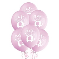 Ballons en latex Blue Elephant Floral de 30 cm - Unique - 8 unités