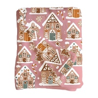 Plaid de Noël à motif de maisons en pain d'épices, 1,50 x 1,25 m
