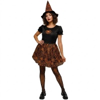 Déguisement de sorcière toile d'araignée orange fluorescent pour adulte