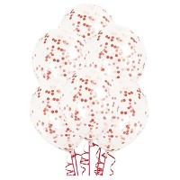 Ballons en latex transparents avec confettis de 30 cm - Qualatex - 6 unités