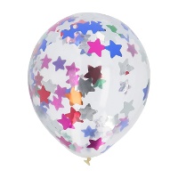 Ballons en latex avec confettis en forme d'étoiles de 30 cm - Folat - 4 unités