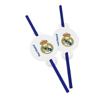 Pailles du Real Madrid bleues et blanches - 6 unités