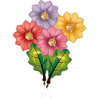 Bouquet de fleurs et de feuilles - 6 unités