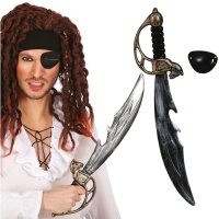 Épée de pirate vieillie avec cache-oeil - 50 cm