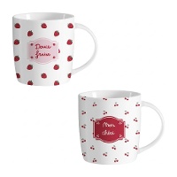 Tasse 350 ml, motif cerises ou fraises - 1 unité