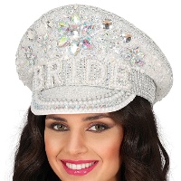Casquette de police argentée pour future mariée avec pierres précieuses