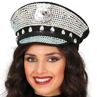 Casquette de policier avec brillants pour adulte