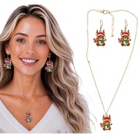 Parure de collier et boucles d'oreilles renne de Noël