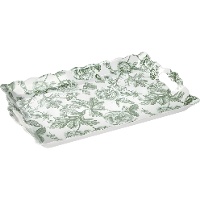 Plateau 38 x 24 cm - motif floral vintage vert