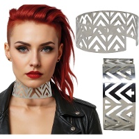 Collier rigide futuriste style cyberpunk