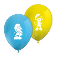 Globos de látex de Pitufos - 8 unidades