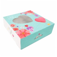 Boîte de 23 x 23 x 8 cm pour gâteau décorée de coeurs de la Saint-Valentin