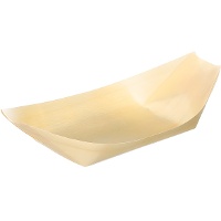 Coupelles ovales en bois de 16,5 x 8,5 cm - 24 unités