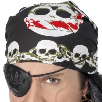 Foulard de pirate noir avec des crânes