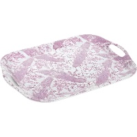 Plateau 41 x 29 cm motif floral mauve