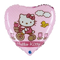 Ballon coeur Hello Kitty à vélo - 46 cm
