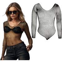 Body noir à strass pour soirées et clubs