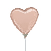 Ballon gonflé avec tige en forme de coeur coloré de 23 cm - Anagram - 1 unité