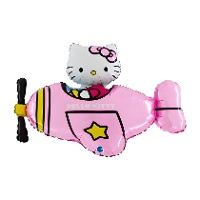 Ballon Hello Kitty en forme d'avion rose 76 x 52 cm
