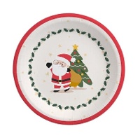 Assiettes de Père Noël rouge et blanc de 18 cm - 8 unités