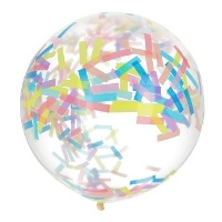 Ballon géant en latex avec confettis en bandes de 61 cm - Folat - 1 unité