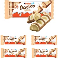 Kinder Bueno White au chocolat blanc, fourré à la crème de noisettes - Kinder - 5 unités