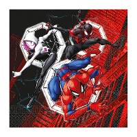 Serviettes Spiderman motif toile d'araignée 16,5 x 16,5 cm - 20 unités