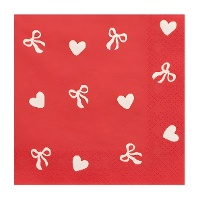 Serviettes en papier à motifs de coeurs et de noeuds, 16,5 x 16,5 cm - 20 unités