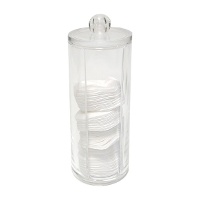 Boîte à disques démaquillants transparente avec couvercle