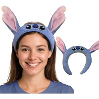 Serre-tête alien bleu aux oreilles roses