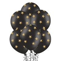 Ballons en latex avec étoiles dorées de 30 cm - PartyDeco - 6 unités
