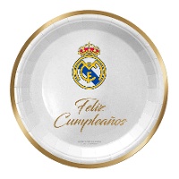 Assiettes du Real Madrid pour anniversaire de 18 cm - 8 unités