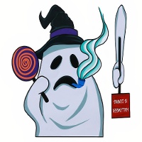 Décoration adhésive pour fenêtre de fantôme de 21 x 19 cm