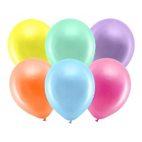 Ballons en latex de 30 cm métallisés Rainbow - PartyDeco - 100 unités