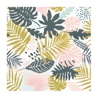 Serviettes à motif de feuilles tropicales de 16,5 x 16,5 cm - 20 unités