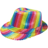 Chapeau de gangster avec paillettes colorées
