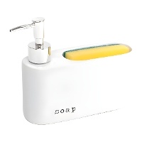 Distributeur de savon avec éponge blanc et allongé