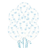Ballons en latex transparents avec coeurs de 30 cm - PartyDeco - 50 unités