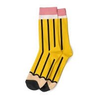 Chaussettes crayon jaunes - pointure 35-42 - 1 paire