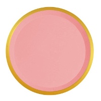 Assiettes rondes avec bord doré de 20,5 cm - 8 unités